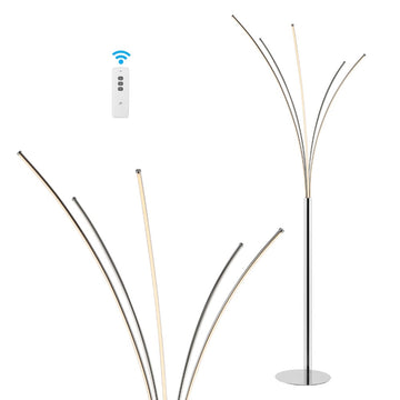 Fuochi 71" Modern Minimalist Metal 5-Branch Arc Dimmable Integrated LED Floor Lamp with Remote Control - JONATHAN Y